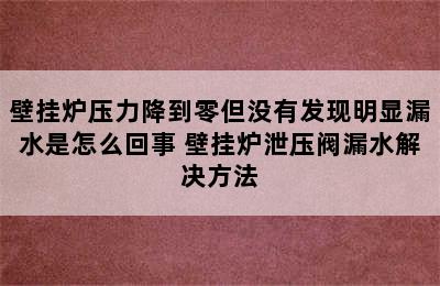 壁挂炉压力降到零但没有发现明显漏水是怎么回事 壁挂炉泄压阀漏水解决方法